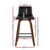 Artiss 2x Bar Stools Swivel Leather Padded Wooden - Front View