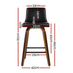 Artiss set of 4 black swivel bar stools with padded PU leather seats, wide curved backrest