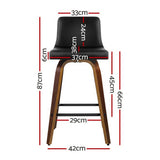 Artiss 4x Bar Stools Swivel Leather Padded Wooden - Front View