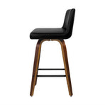 Artiss set of 4 black swivel bar stools with padded PU leather seats, powder coated steel footrest