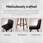 Artiss set of 4 black swivel bar stools with padded PU leather seats, anti-slip rubber feet