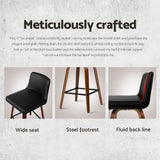 Artiss 4x Bar Stools Swivel Leather Padded Wooden - Top-Down View