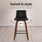 Artiss set of 4 black swivel bar stools with padded PU leather seats, padded seat that swivels 360 degrees