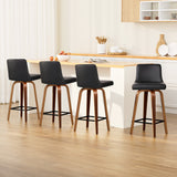 Artiss 4x Bar Stools Swivel Leather Padded Wooden - Close-Up Angle
