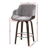 Artiss Swivel Velvet Bar Stools with Wooden Frame
