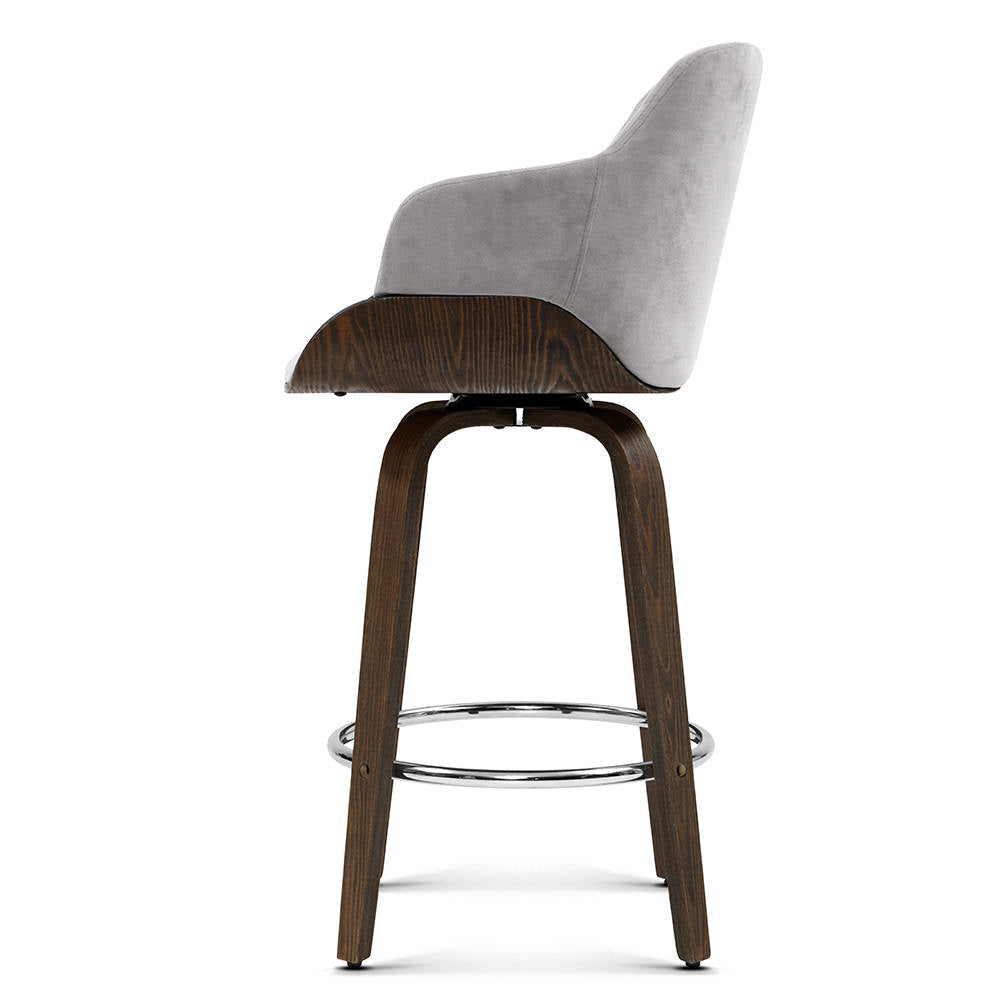 Artiss Swivel Velvet Bar Stools with Wooden Frame