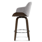 Artiss swivel bar stool, grey velvet seat with wooden frame, contoured backrest