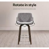 Artiss Swivel Velvet Bar Stools with Wooden Frame