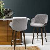 Artiss Swivel Velvet Bar Stools with Wooden Frame