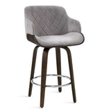 Artiss Bar Stools Swivel Velvet Padded Wooden - Low Angle