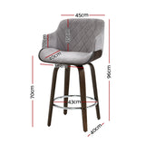 Artiss 4x Bar Stools Swivel Velvet Padded Wooden - Front View