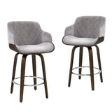Artiss 4x Bar Stools Swivel Velvet Padded Wooden - Side View