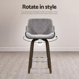 Artiss 4x Bar Stools Swivel Velvet Padded Wooden - Top-Down View