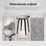Artiss 4x Bar Stools Swivel Velvet Padded Wooden - 45-Degree Angle