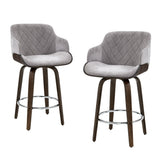 Artiss 4x Bar Stools Swivel Velvet Padded Wooden - Close-Up Angle