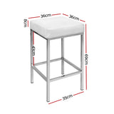 Artiss 2x Bar Stools Leather Padded Metal White - Front View