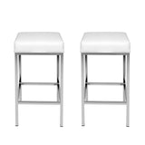 Artiss 2x Bar Stools Leather Padded Metal White - Side View