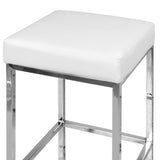 Artiss 2x Bar Stools Leather Padded Metal White - 45-Degree Angle