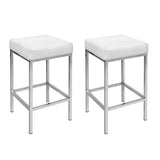 Artiss 2x Bar Stools Leather Padded Metal White - Low Angle