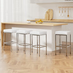 Artiss set of 4 white PU leather padded bar stools with chrome steel legs