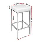 Artiss set of 4 white PU leather padded bar stools with chrome steel legs, thick padded PU leather seat
