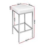 Artiss 4x Bar Stools Leather Padded Metal White - Front View