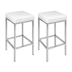 Artiss set of 4 white PU leather padded bar stools with chrome steel legs, chrome finish steel legs