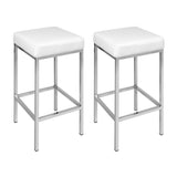 Artiss 4x Bar Stools Leather Padded Metal White - Side View
