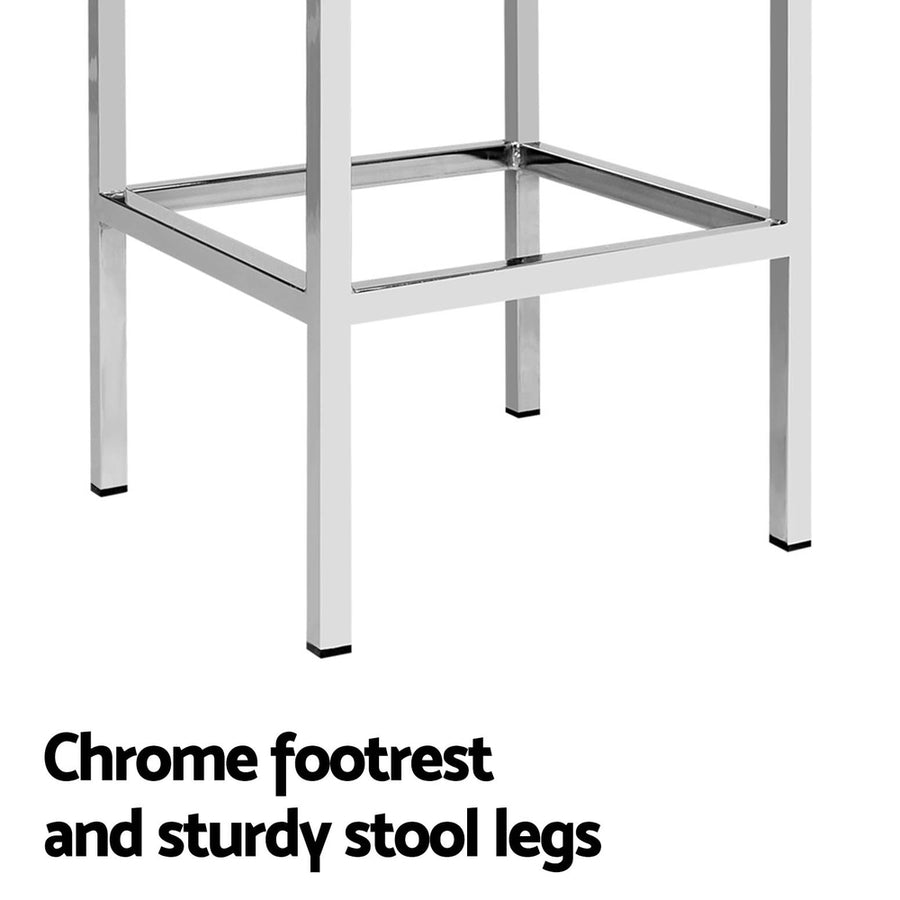 Artiss set of 4 white PU leather padded bar stools with chrome steel legs, image 6
