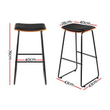 Artiss 4x Bar Stools Leather Padded Metal - Front View