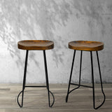 Artiss 2x Bar Stools Tractor Seat 75cm Black - Close-Up Angle