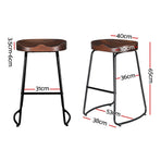 Artiss set of 4 industrial tractor seat bar stools, wood seat and black steel legs, curved wooden tractor seat