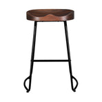 Artiss set of 4 industrial tractor seat bar stools, wood seat and black steel legs, black steel legs and footrest