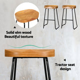Artiss 2x Bar Stools Tractor Seat 65cm Wooden - 45-Degree Angle