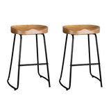Artiss 2x Bar Stools Tractor Seat 65cm Wooden - Low Angle