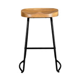 Artiss 4x Bar Stools Tractor Seat 65cm Wooden - Side View