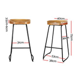 Artiss 2x Bar Stools Tractor Seat 75cm Wooden - Front View