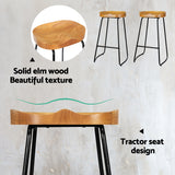 Artiss 2x Bar Stools Tractor Seat 75cm Wooden - 45-Degree Angle