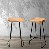 Artiss 2x Bar Stools Tractor Seat 75cm Wooden - Close-Up Angle