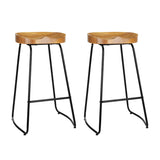 Artiss 2x Bar Stools Tractor Seat 75cm Wooden - Low Angle