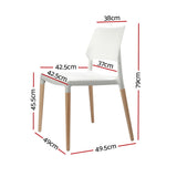 Artiss Dining Chairs Set of 4 Plastic Wooden Stackable White - Front View