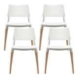 Artiss Dining Chairs Set of 4 Plastic Wooden Stackable White - Side View