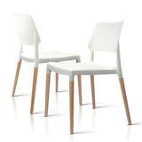 Artiss Dining Chairs Set of 4 Plastic Wooden Stackable White - 45-Degree Angle