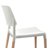 Artiss Dining Chairs Set of 4 Plastic Wooden Stackable White - Rear View