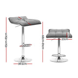 Artiss 2x Bar Stools Linen Padded Gas Lift - Front View