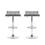 Artiss 2x Bar Stools Linen Padded Gas Lift - Side View