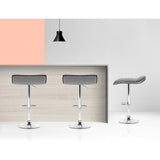 Artiss 2x Bar Stools Linen Padded Gas Lift - Rear View