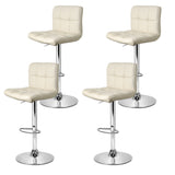 Artiss 4x Bar Stools Leather Gas Lift Beige - Side View