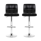 Artiss 2x Bar Stools Leather Gas Lift Black - Side View