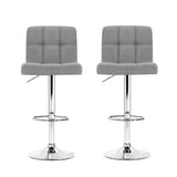 Artiss 2x Bar Stools Kitchen Dining Chairs Counter Stool Gas Lift Fabric Grey - Side View